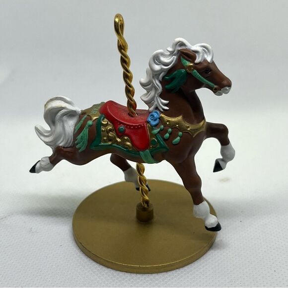 Vintage Full Set Of 5‎ Hallmark Christmas Carousel Horses & Display Stand 1989 - Picture 10 of 11